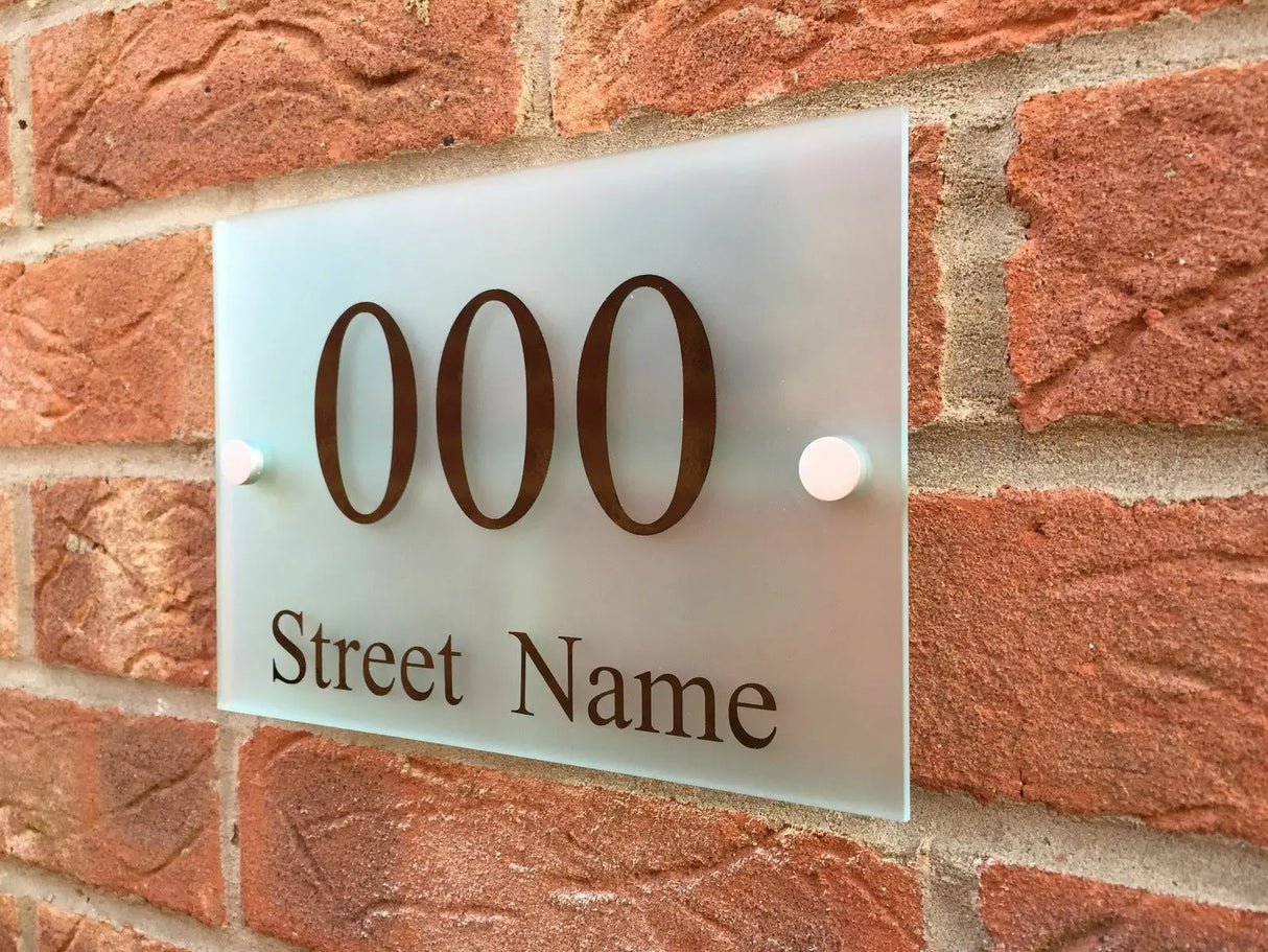 CUSTOM FROSTED GLASS EFFECT ACRYLIC PREMIUM HOUSE DOOR SIGN NUMBER MODERN ADDRESS PLAQUE