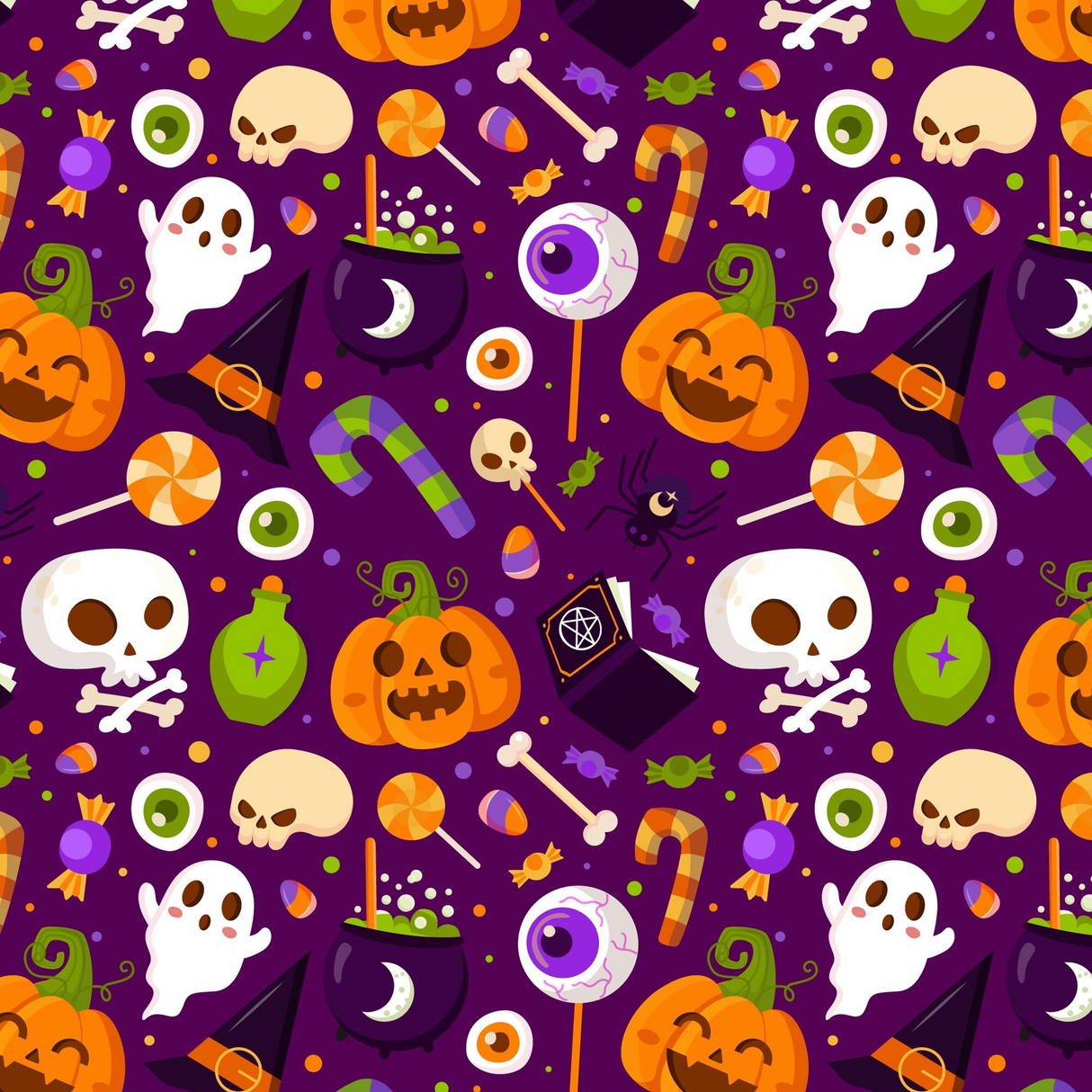 HALLOWEEN SKULLS CANDY JACK-O-LANTERN WITCH PARTY BANNER BACKDROP DECORATION