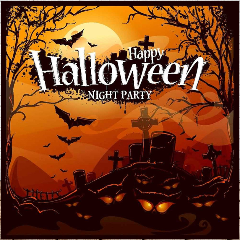 HALLOWEEN WITCH PUMPKIN BATS NIGHT SPOOKY PARTY BANNER BACKDROP DECORATION