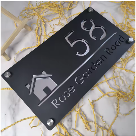 CUSTOM HOUSE HOME SIGN NUMBER STREET SIGN ACRYLIC ADDRESS DOOR WALL PLAQUE
