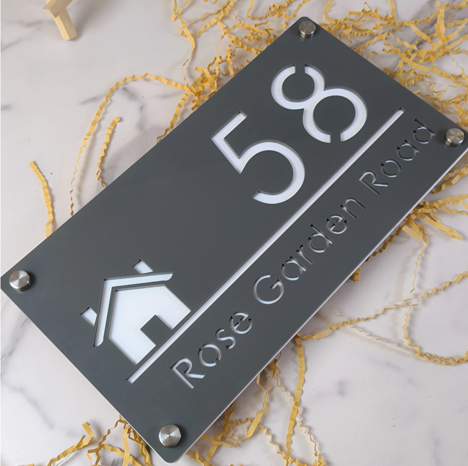 CUSTOM HOUSE HOME SIGN NUMBER STREET SIGN ACRYLIC ADDRESS DOOR WALL PLAQUE