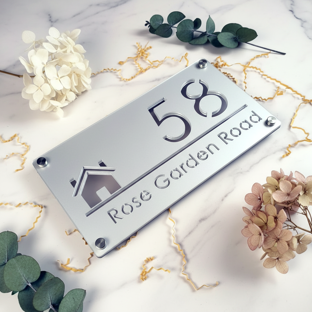 Custom Laser Cut Acrylic House Sign | Personalised Number & Address Plaque
