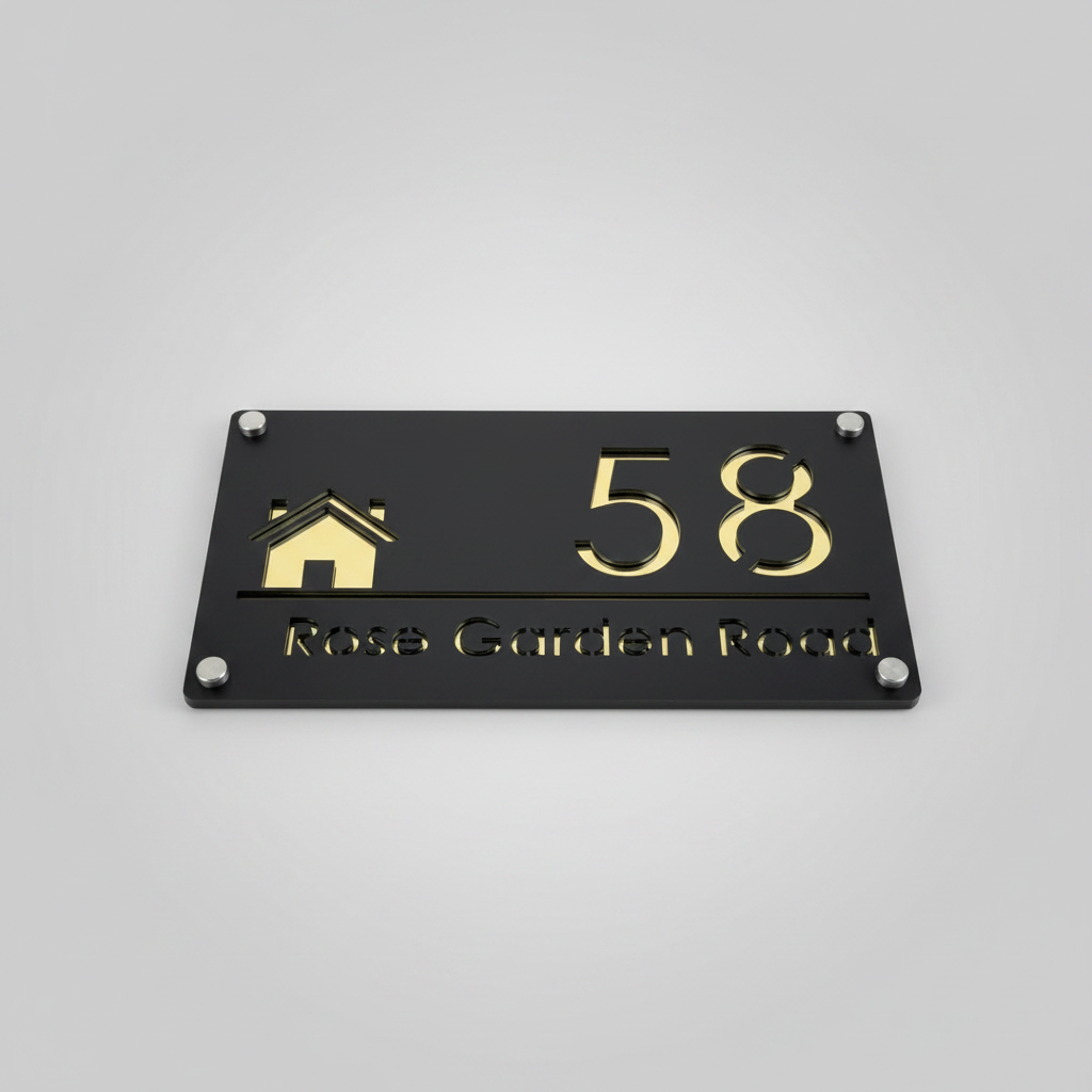Custom Laser Cut Acrylic House Sign | Personalised Number & Address Plaque