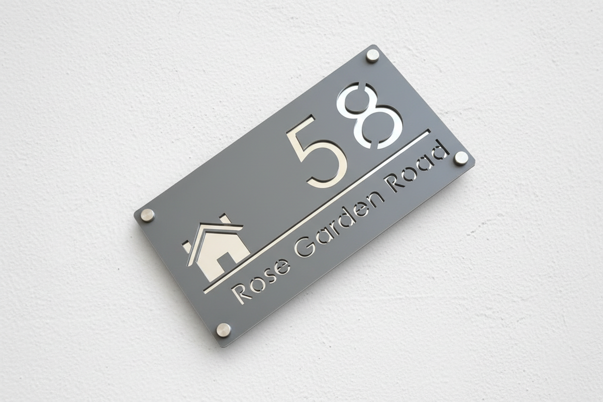 Custom Laser Cut Acrylic House Sign | Personalised Number & Address Plaque