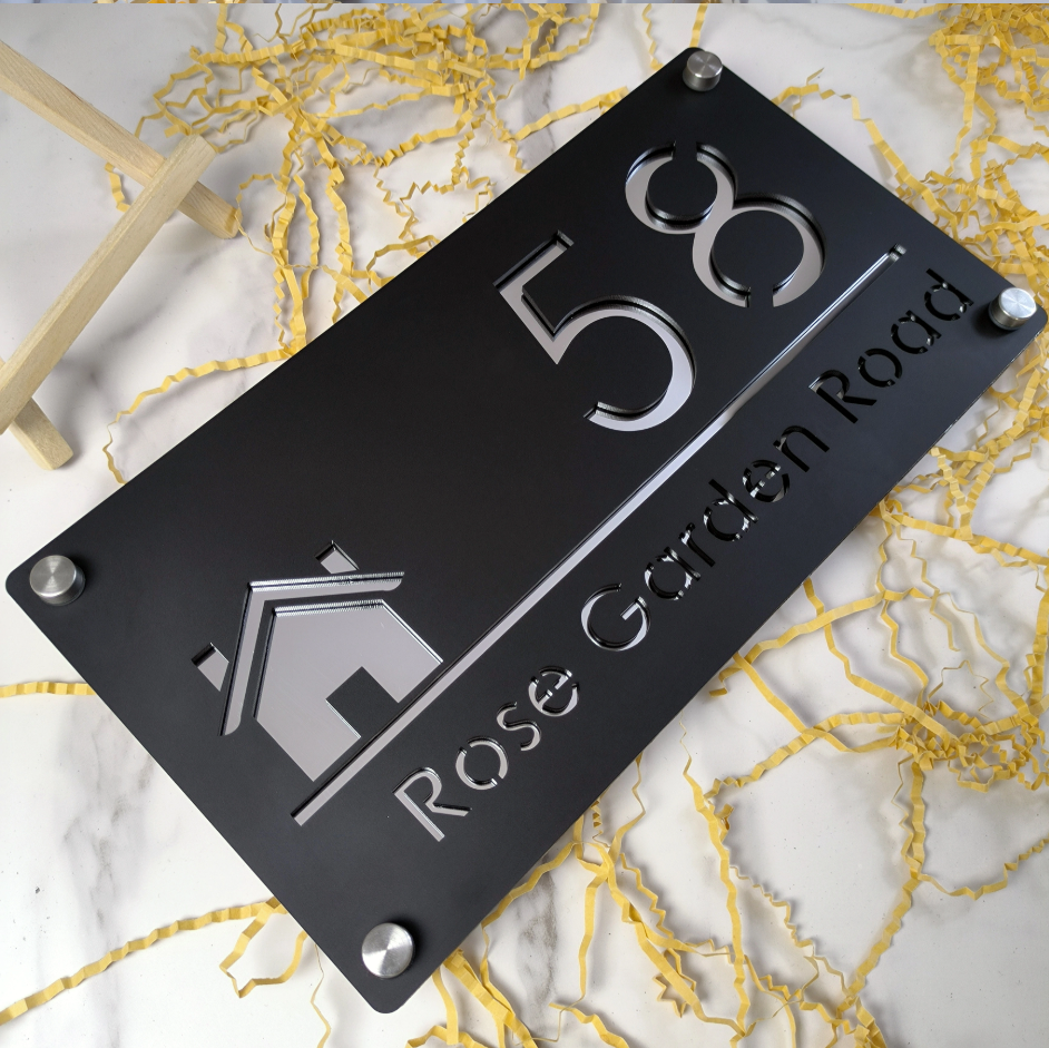 CUSTOM HOUSE HOME SIGN NUMBER STREET SIGN ACRYLIC ADDRESS DOOR WALL PLAQUE