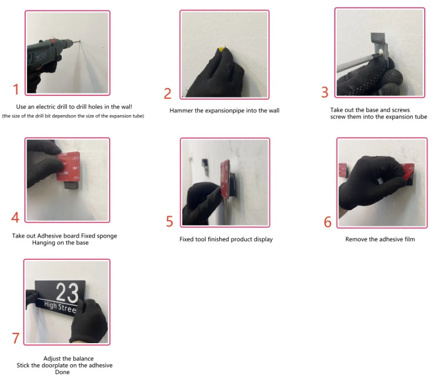 CUSTOM HOUSE SIGN NUMBER STREET SIGN BLACK ACRYLIC ADDRESS DOOR WALL PLAQUE