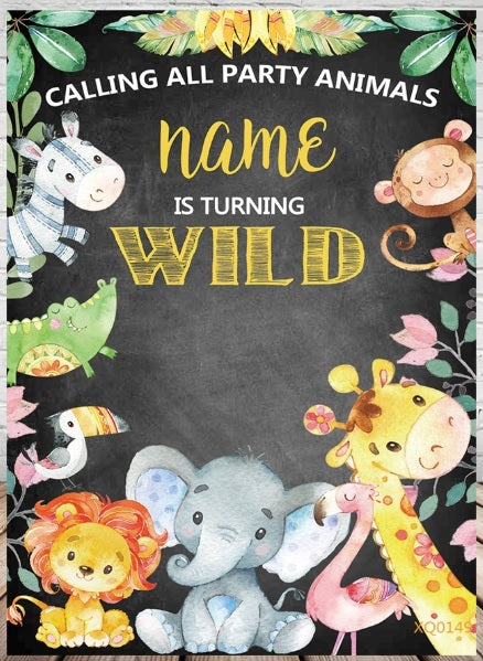 JUNGLE SAFARI ANIMAL WILD PERSONALISED BIRTHDAY PARTY BANNER BACKDROP
