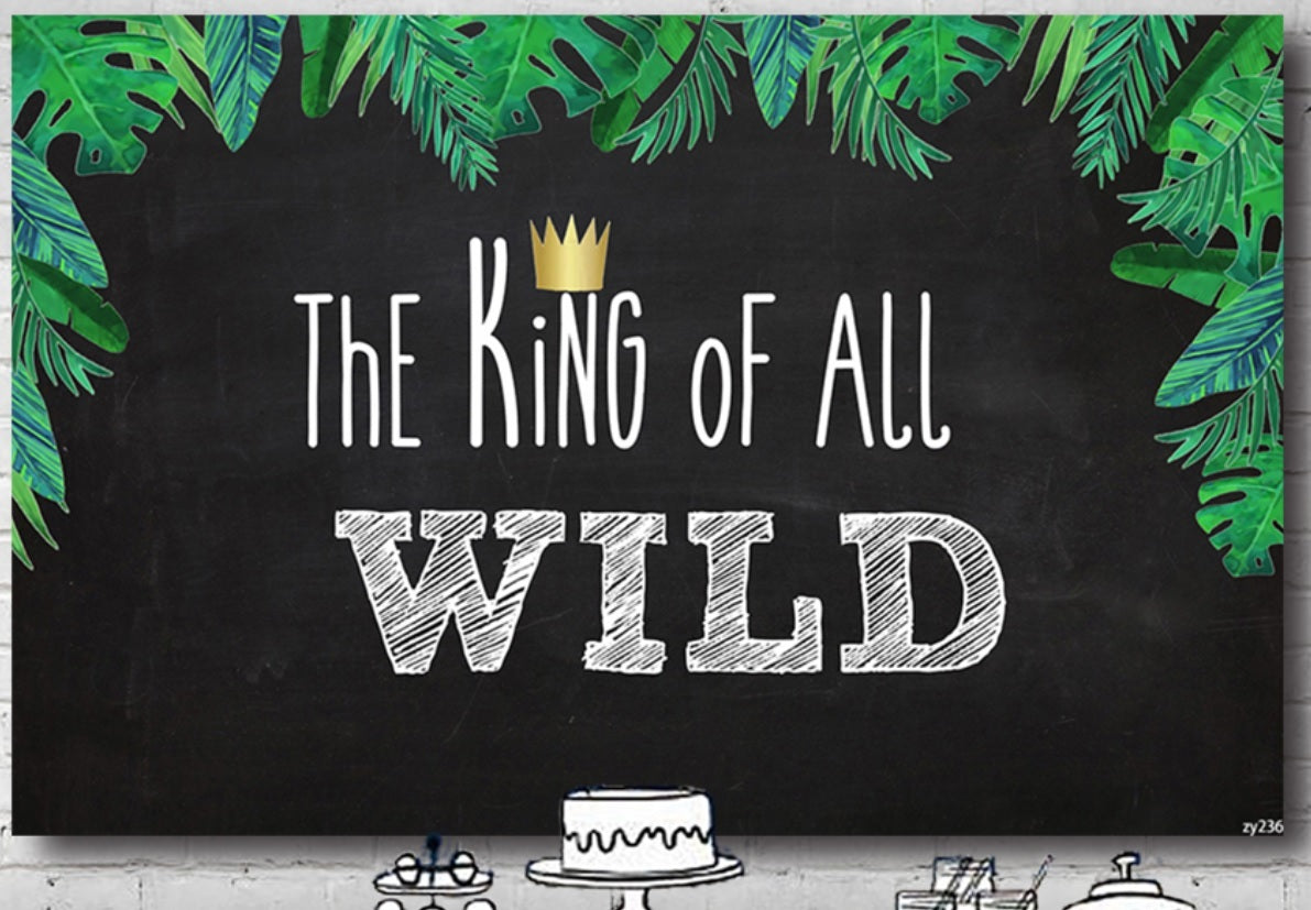 JUNGLE SAFARI ANIMAL KING WILD PERSONALISED BIRTHDAY PARTY BANNER BACKDROP