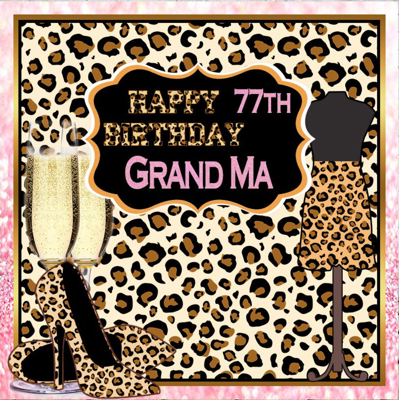 LEOPARD PRINT MILESTONE AGE PERSONALISED BIRTHDAY PARTY BANNER BACKDROP