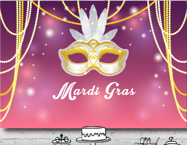 MARDI GRAS MASQUERADE PINK GOLD PARTY SUPPLIES BANNER BACKDROP DECORATION