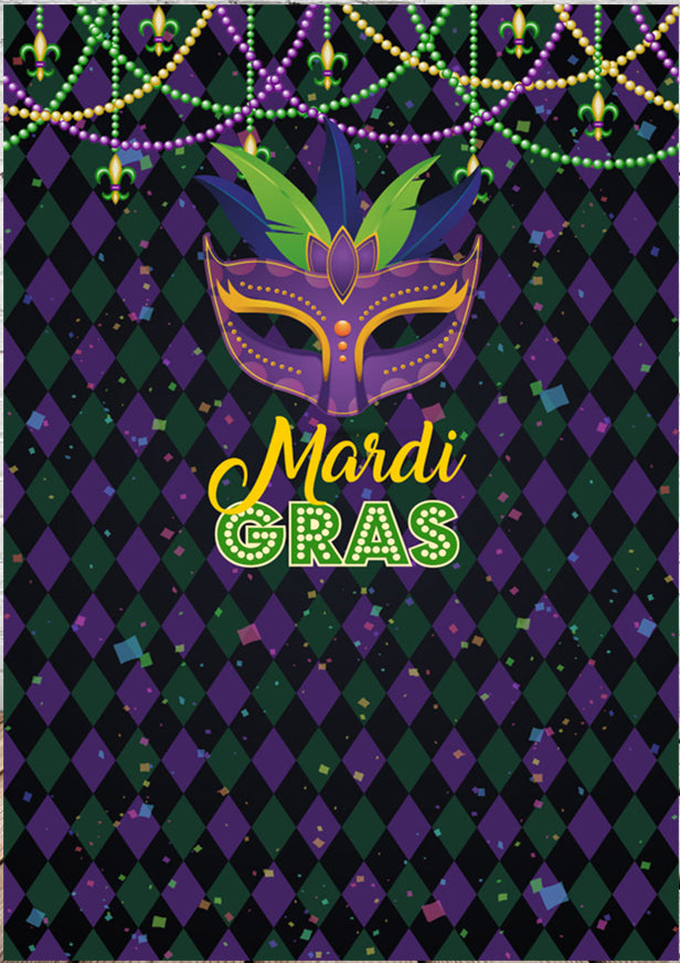 MARDI GRAS MASQUERADE BLACK PURPLE PARTY SUPPLIES BANNER BACKDROP DECORATION