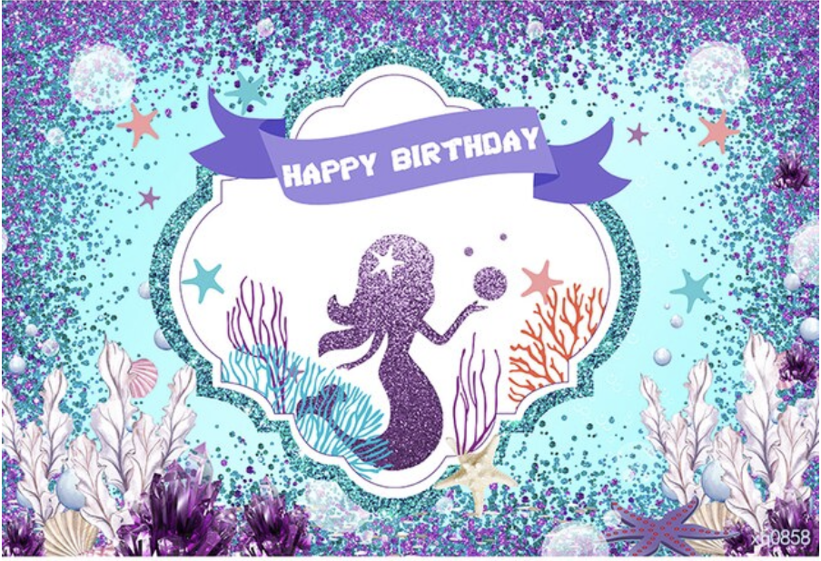SPARKLE MERMAID PERSONALISED BIRTHDAY PARTY BANNER BACKDROP DECORATION