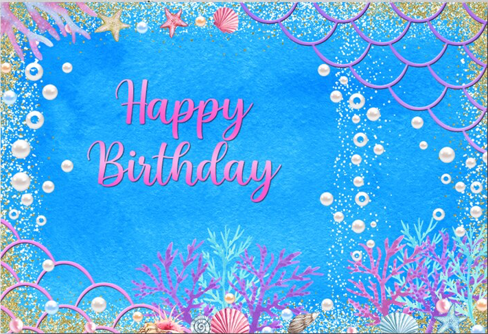 MERMAID UNDER THE SEA OCEAN PERSONALISED BIRTHDAY PARTY BANNER BACKDROP DECORATION