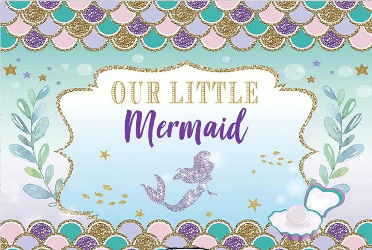 MERMAID SEA PEARL PERSONALISED BIRTHDAY PARTY BANNER BACKDROP DECORATION