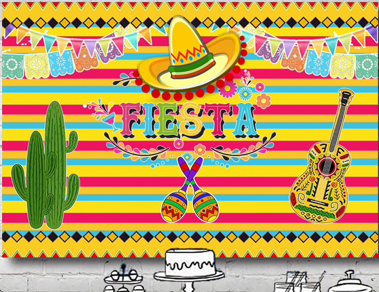 MEXICAN SPANISH FIESTA PERSONALISED BIRTHDAY PARTY BANNER BACKDROP DECORATION