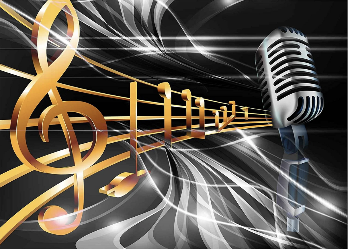 MUSIC MUSICAL NOTES TREBEL CLEF MICROPHONE BIRTHDAY PARTY BANNER DECORATION