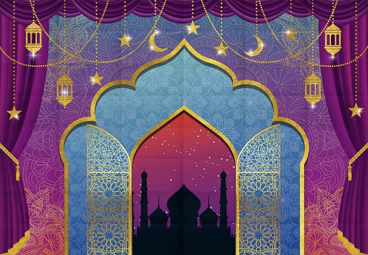 MUSLIM RAMADAN RELIGIOUS TEMPLE MOON STARS PERSONALISED PARTY BANNER DECORATION