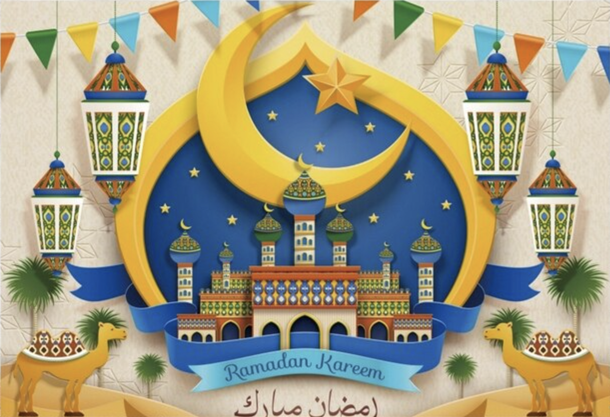 RAMADAN RELIGIOUS TEMPLE MOON LANTERN MUSLIM PARTY BANNER BACKDROP DECORATION