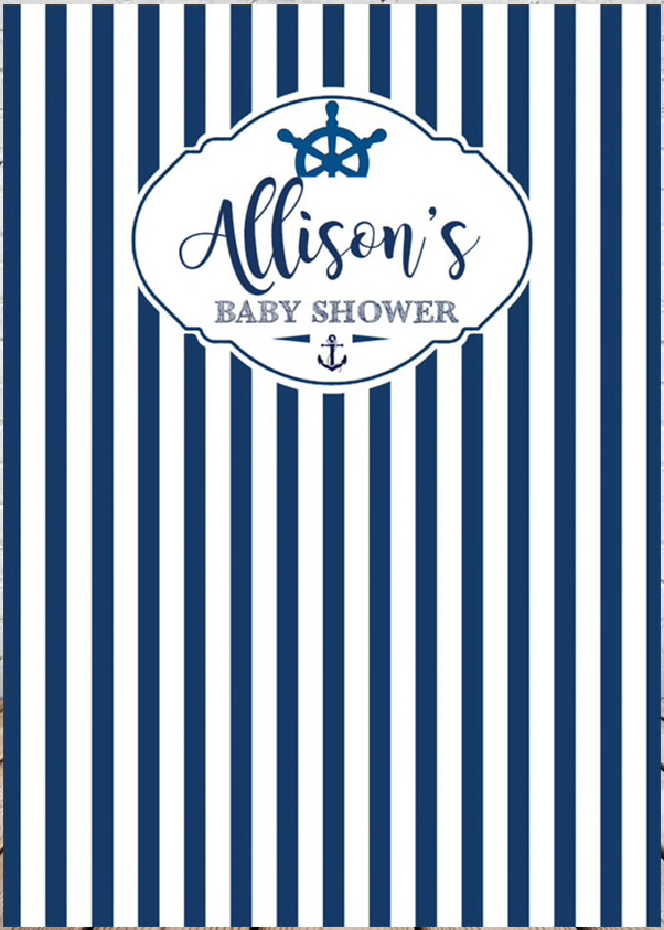 NAUTICAL BOAT ANCHOR NAVY WHITE PERSONALISED BABY SHOWER PARTY BANNER BACKDROP
