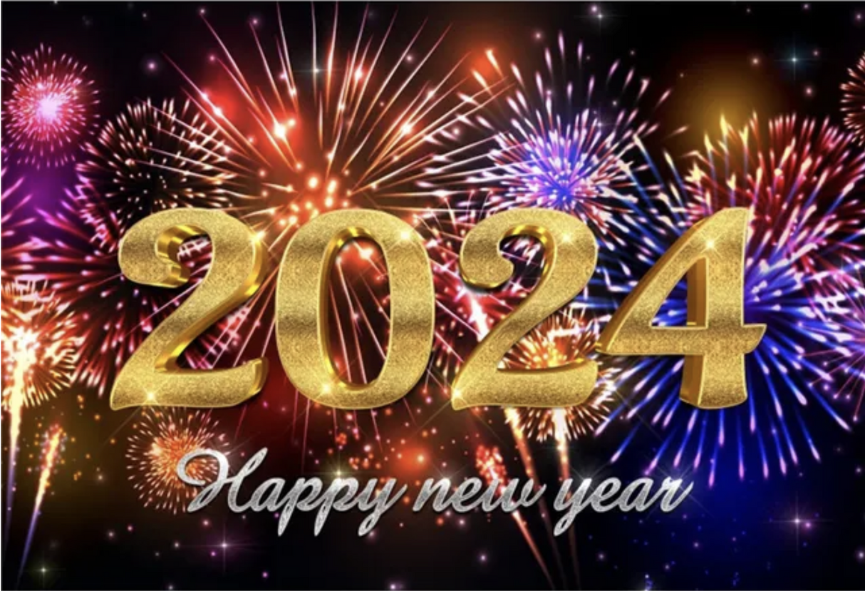 HAPPY NEW YEAR FIREWORKS PERSONALISED PARTY BANNER BACKDROP DECORATION