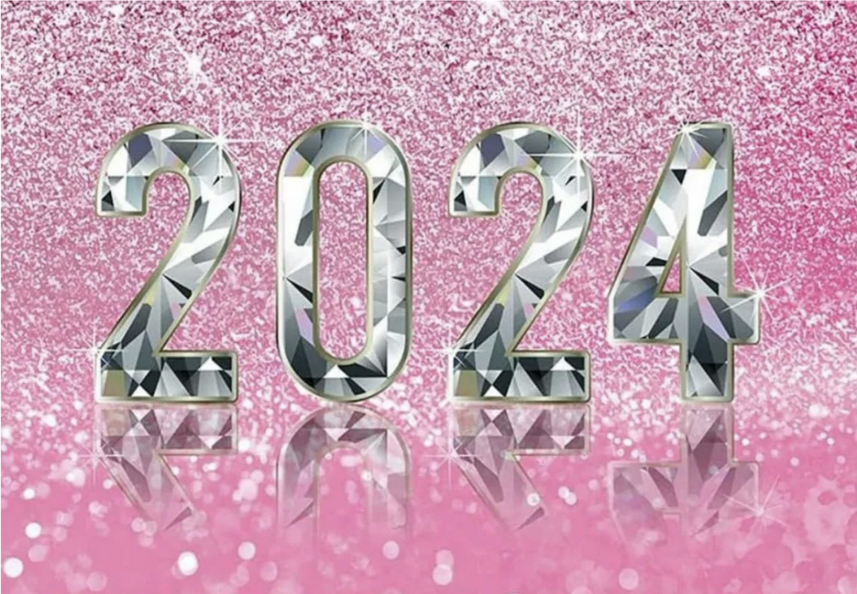 HAPPY NEW YEAR PINK SILVER PERSONALISED PARTY BANNER BACKDROP DECORATION