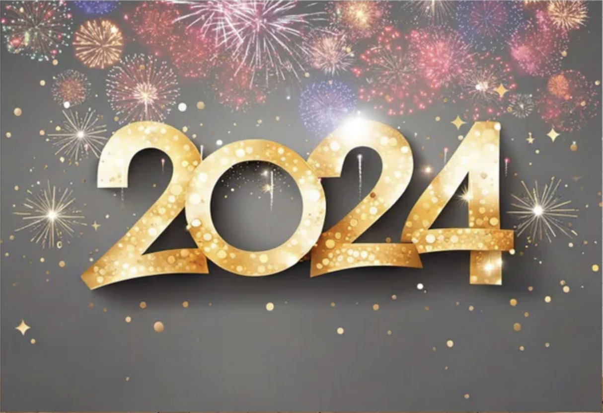 HAPPY NEW YEAR GOLD FIREWORKS PERSONALISED PARTY BANNER BACKDROP DECORATION