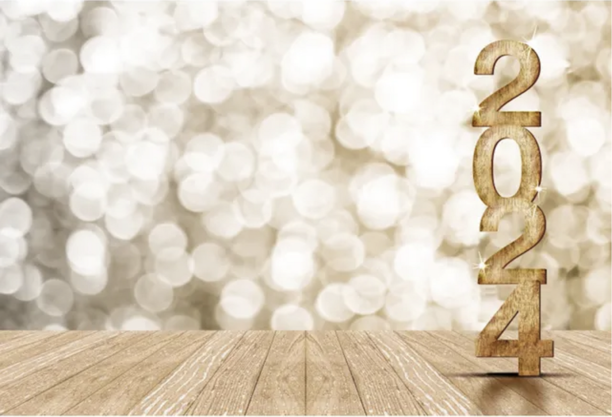 HAPPY NEW YEAR WHITE GOLD PERSONALISED PARTY BANNER BACKDROP DECORATION