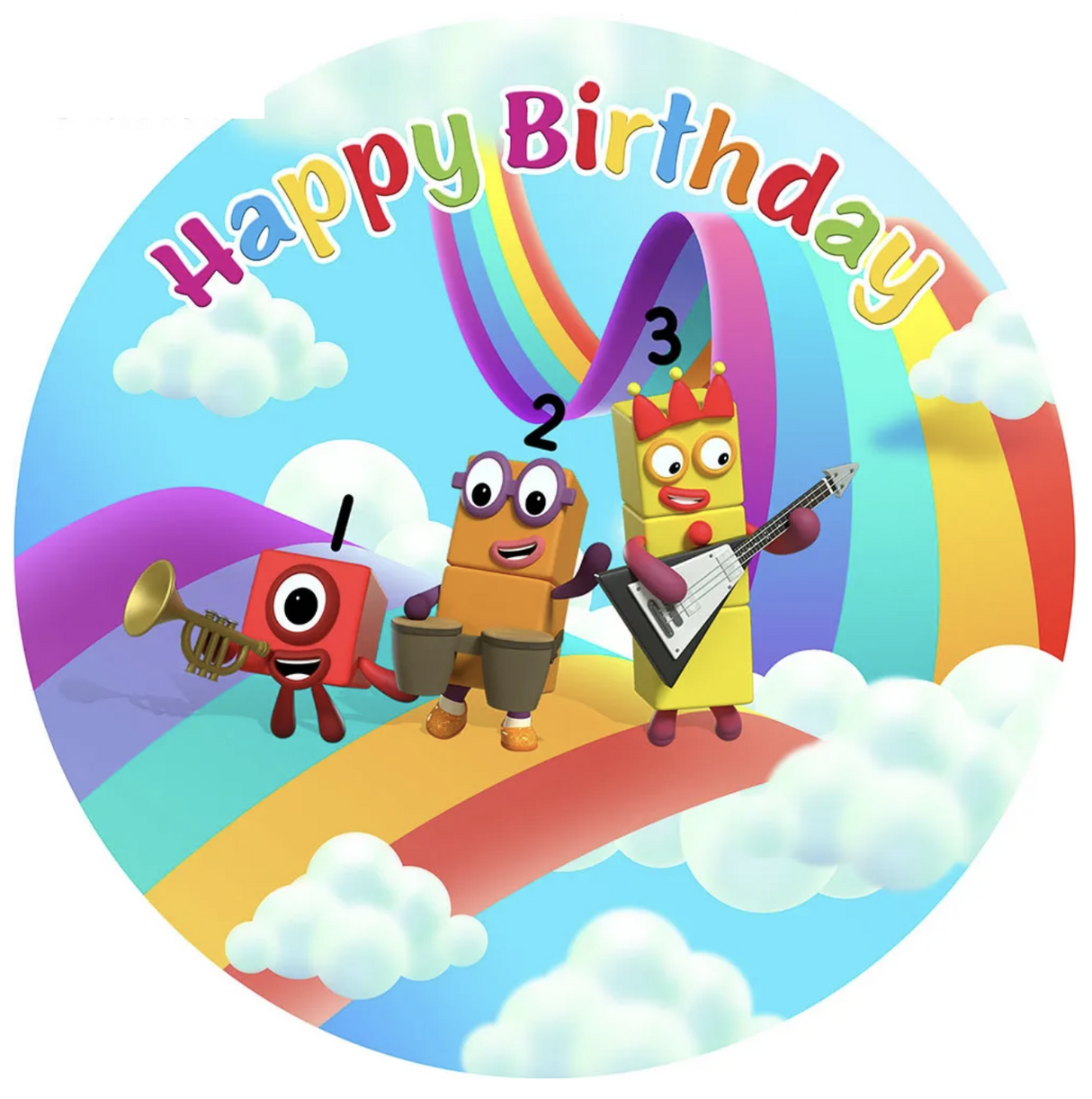 NUMBER BLOCKS BANNER LEARNING RAINBOW ROAD MUSIC ROUND BIRTHDAY BACKDROP