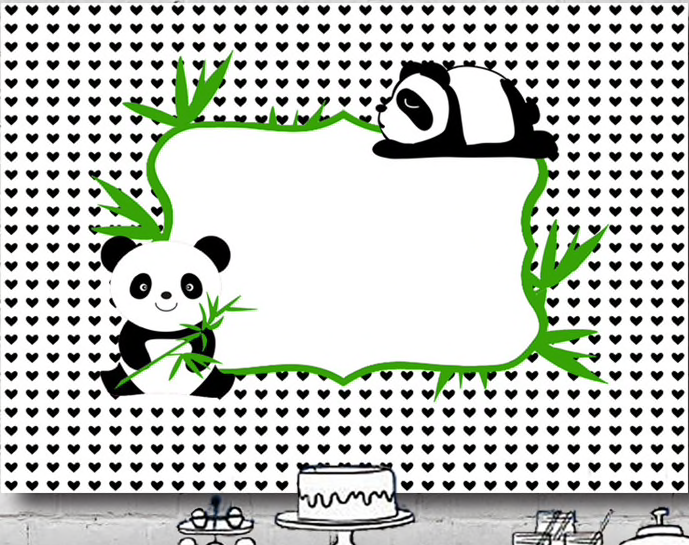 PANDA BEAR BAMBOO PERSONALISED BABY SHOWER BANNER BACKDROP DECORATION