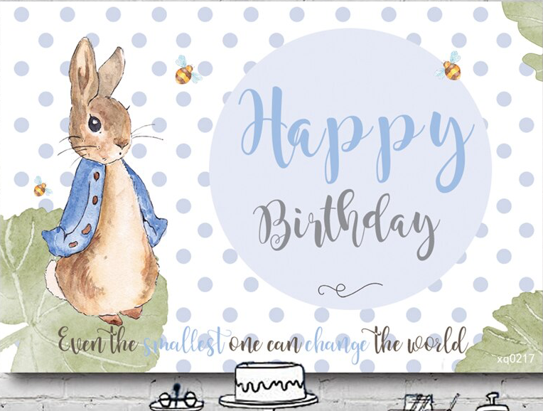 PETER RABBIT POCKA DOT PERSONALISED BIRTHDAY PARTY BANNER BACKDROP DECORATION