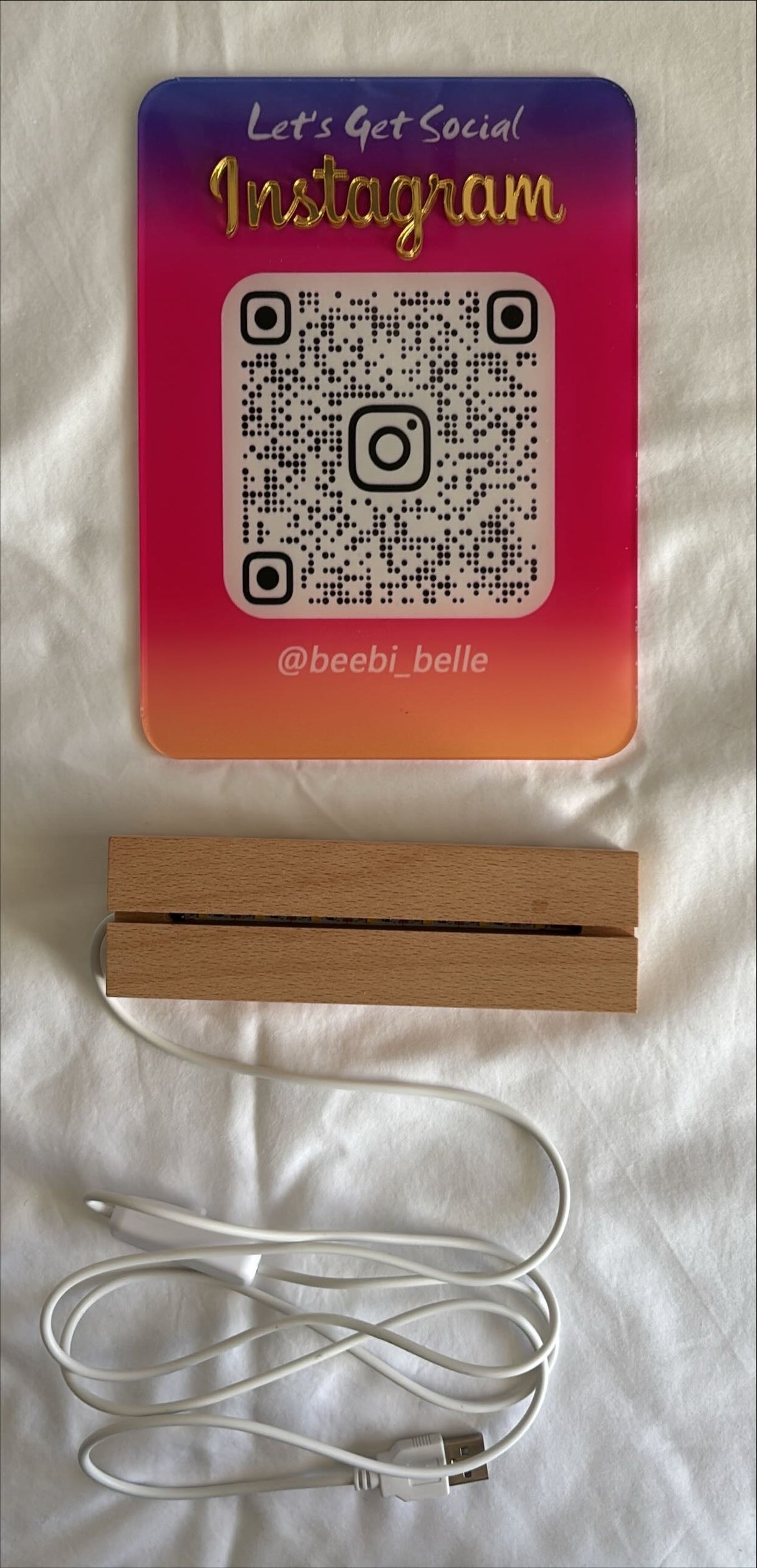 SOCIAL MEDIA BUSINESS SIGN PLAQUE INSTAGRAM LIGHT UP USB RECTANGLE LOGO