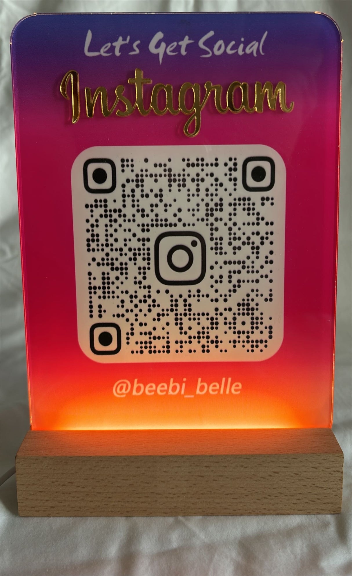 SOCIAL MEDIA BUSINESS SIGN PLAQUE INSTAGRAM LIGHT UP USB RECTANGLE LOGO