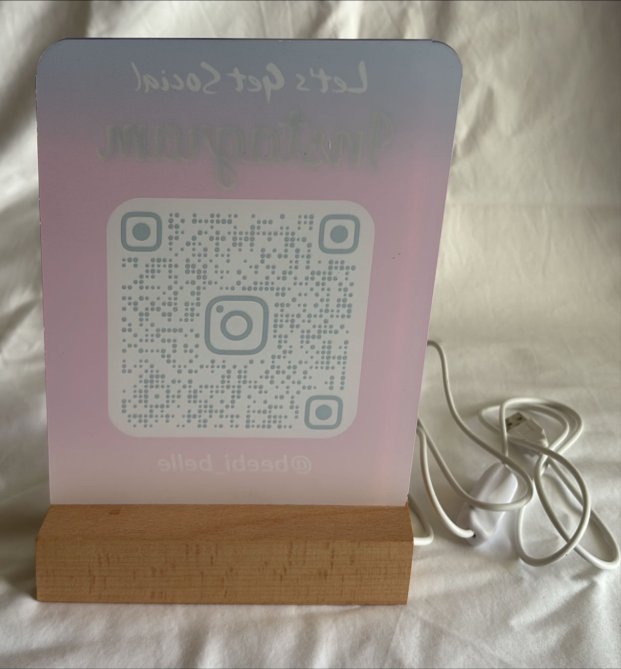 SOCIAL MEDIA BUSINESS SIGN PLAQUE INSTAGRAM LIGHT UP USB RECTANGLE LOGO