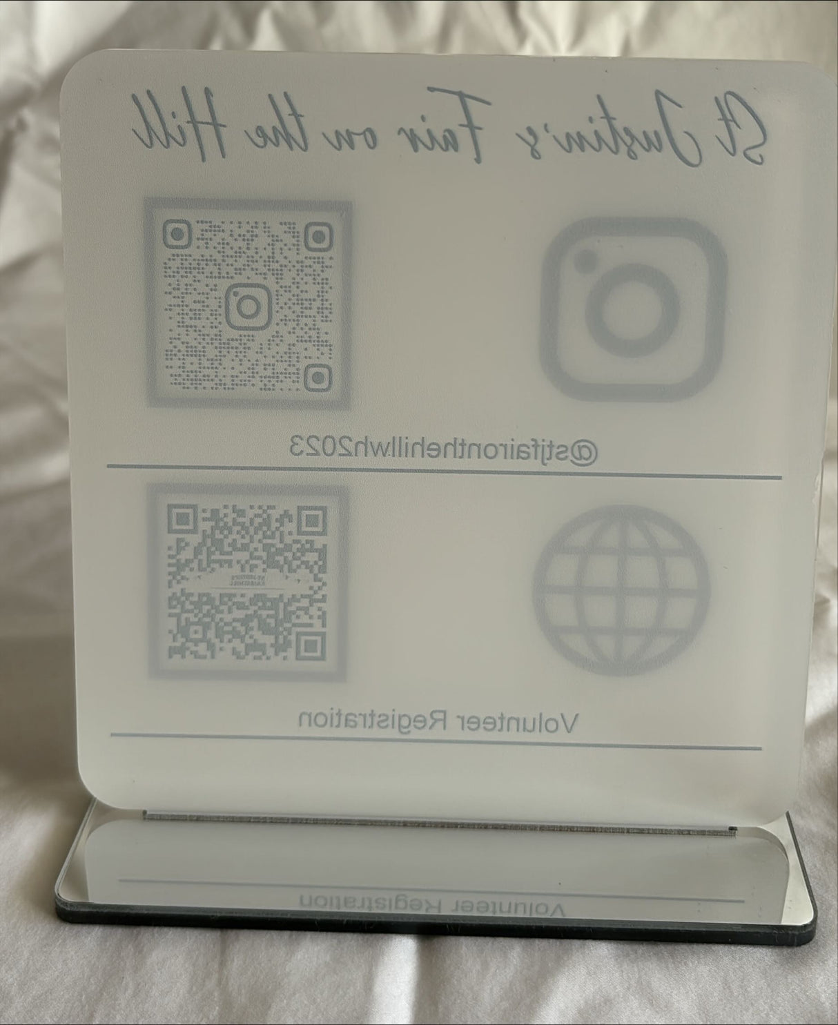 BUSINESS MULTI QR CODE SCANNING SIGN SOCIAL MEDIA BOARD PLAQUE SQUARE SILVER