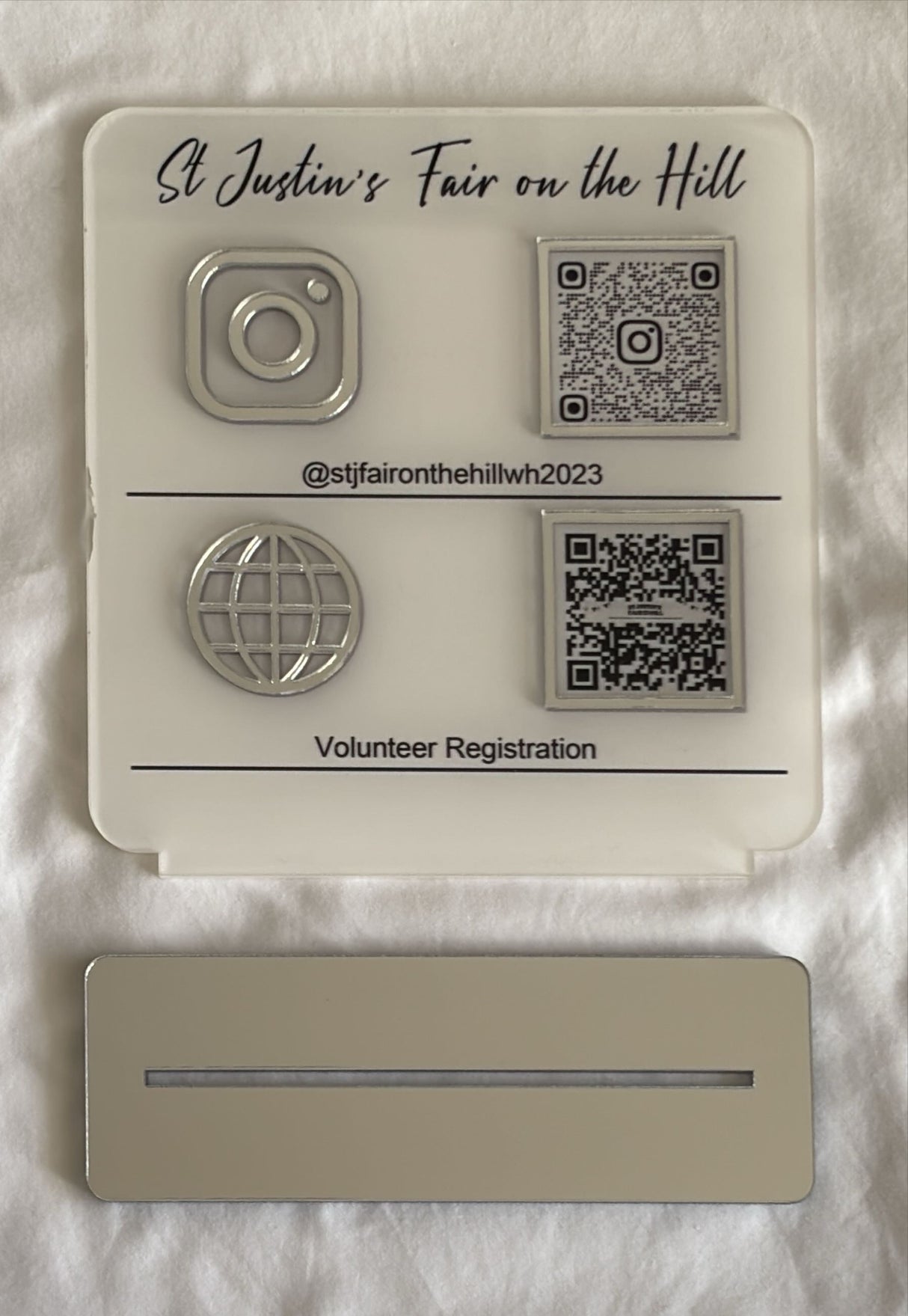 BUSINESS MULTI QR CODE SCANNING SIGN SOCIAL MEDIA BOARD PLAQUE SQUARE SILVER