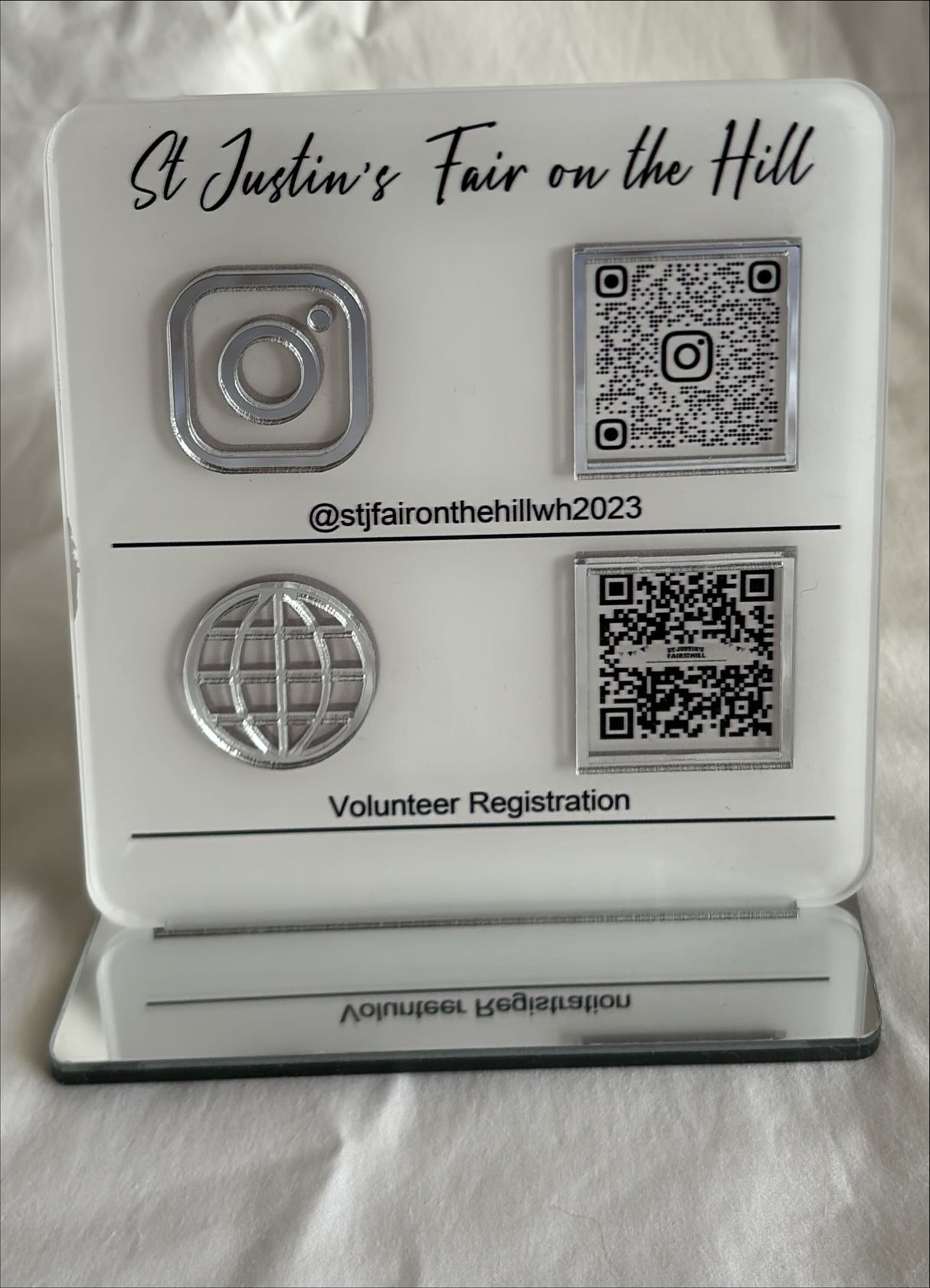 BUSINESS MULTI QR CODE SCANNING SIGN SOCIAL MEDIA BOARD PLAQUE SQUARE SILVER