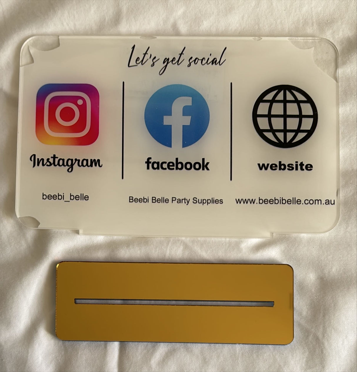 SOCIAL MEDIA BUSINESS SIGN PLAQUE WHITE RECTANGLE COLOURED LOGOS