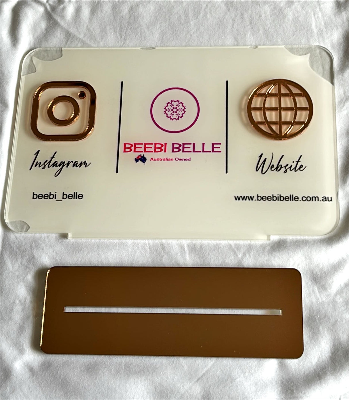 SOCIAL MEDIA BUSINESS SIGN PLAQUE PINK WHITE RECTANGLE LOGO