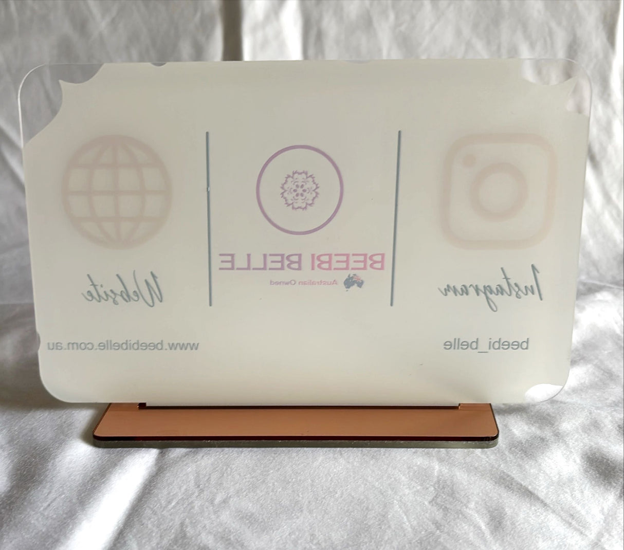 SOCIAL MEDIA BUSINESS SIGN PLAQUE PINK WHITE RECTANGLE LOGO