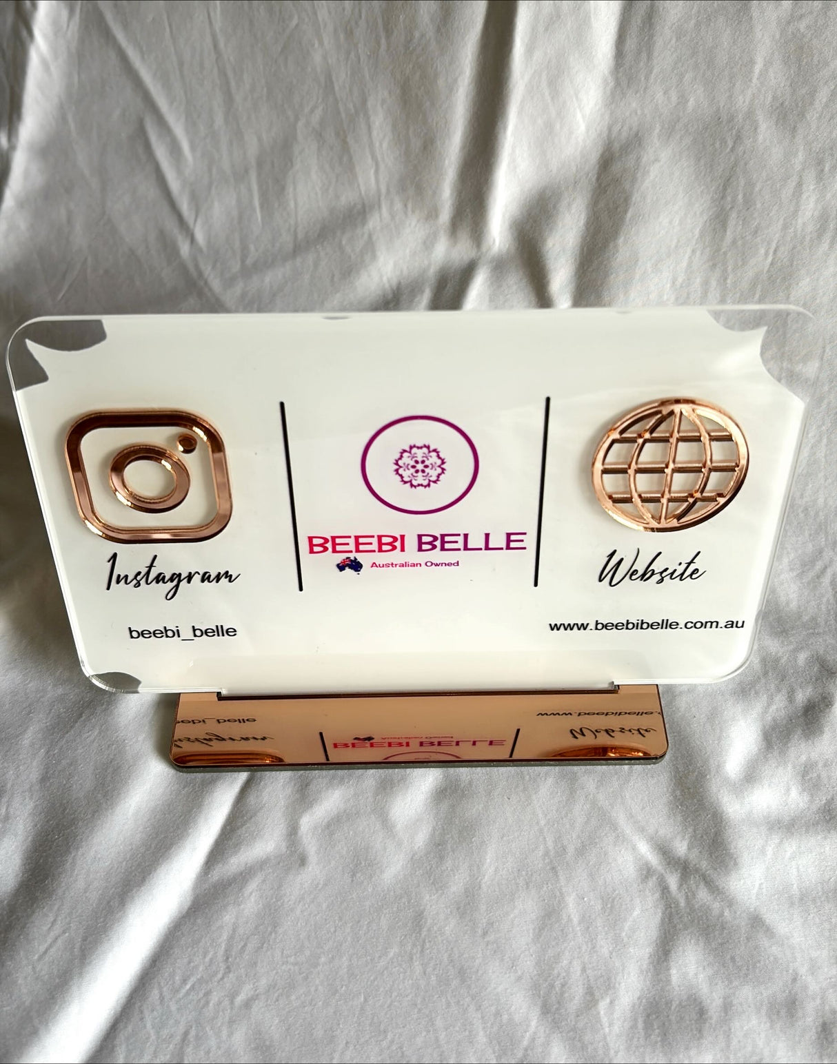 SOCIAL MEDIA BUSINESS SIGN PLAQUE PINK WHITE RECTANGLE LOGO