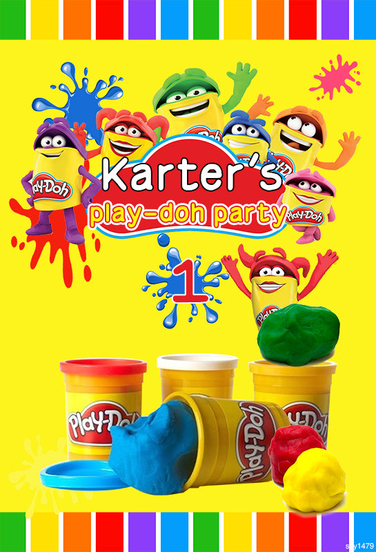 PLAY DOH PERSONALISED BIRTHDAY PARTY SUPPLIES BANNER BACKDROP DECORATION