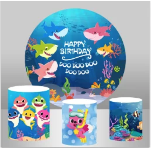BABY SHARK SCUBA OCEAN SEA ROUND PLINTH COVERS DECORATION CYLINDERS STANDS PEDESTALS