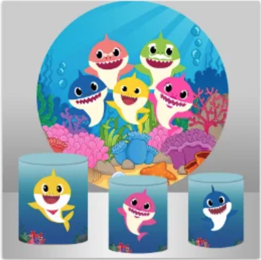 BABY SHARK UNDERWATER ROUND PLINTH COVERS DECORATION CYLINDERS STANDS PEDESTALS