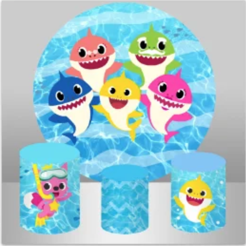BABY SHARK SCUBA DIVING SEA OCEAN ROUND PLINTH COVERS CYLINDERS STANDS PEDESTALS