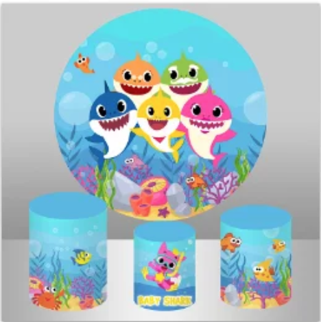 BABY SHARK OCEAN FISH ROUND PLINTH COVERS DECORATION CYLINDERS STANDS PEDESTALS