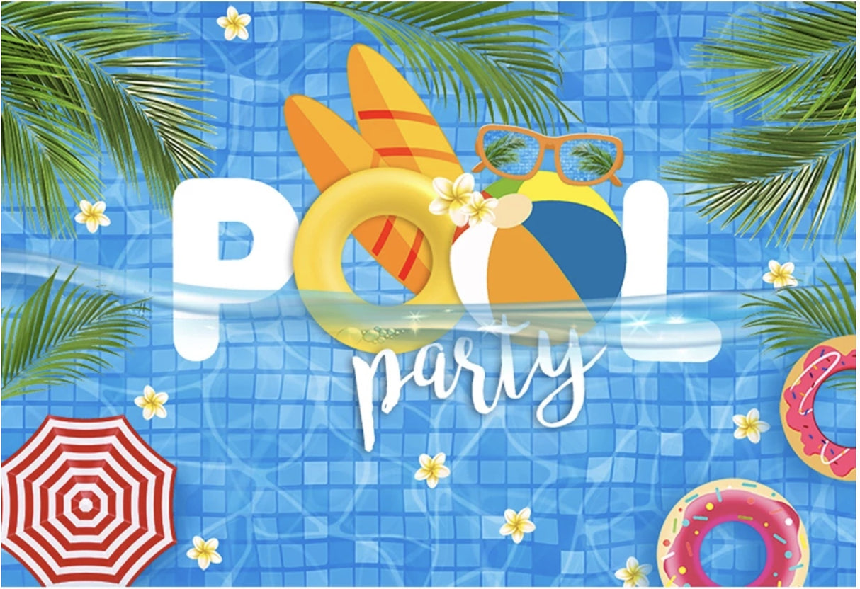 POOL PARTY WATER FUN PERSONALISED BIRTHDAY PARTY BANNER BACKDROP DECORATION