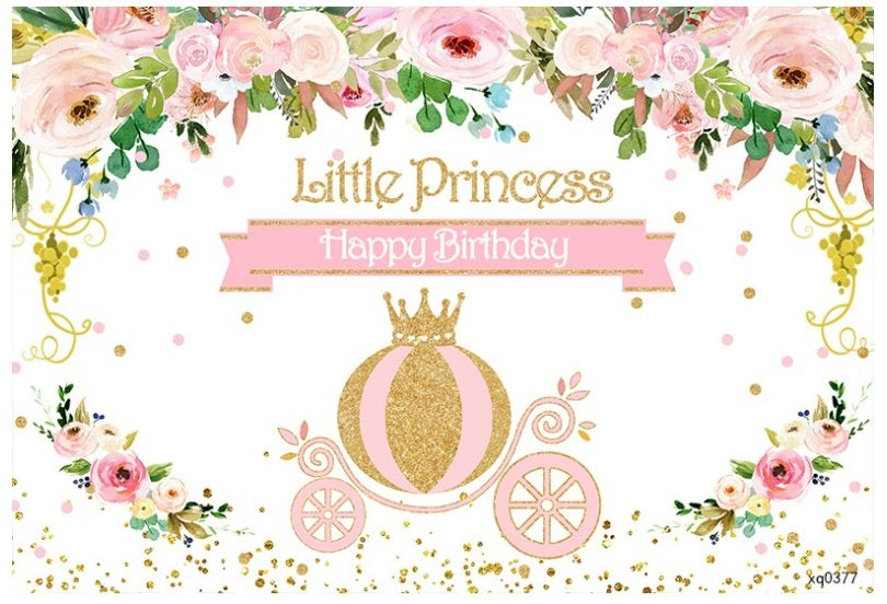 PRINCESS GIRL BIRTHDAY CARRIAGE PERSONALISED PARTY BANNER BACKDROP DECORATION