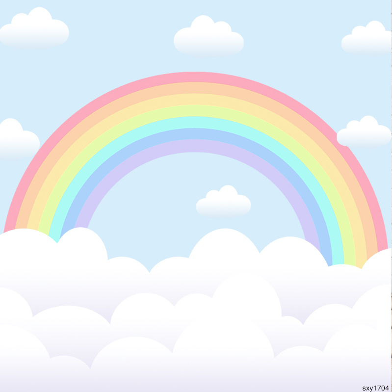 RAINBOW SKY PERSONALISED BIRTHDAY PARTY BANNER BACKDROP DECORATION