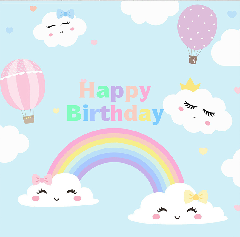 RAINBOW CLOUDS COLOURFUL PERSONALISED BIRTHDAY PARTY SUPPLIES BANNER DECORATION