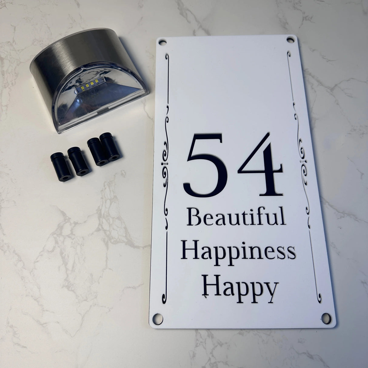 LED SOLAR DECORATIVE CUSTOM HOUSE SIGN NUMBER STREET SIGN ACRYLIC ADDRESS DOOR WALL PLAQUE